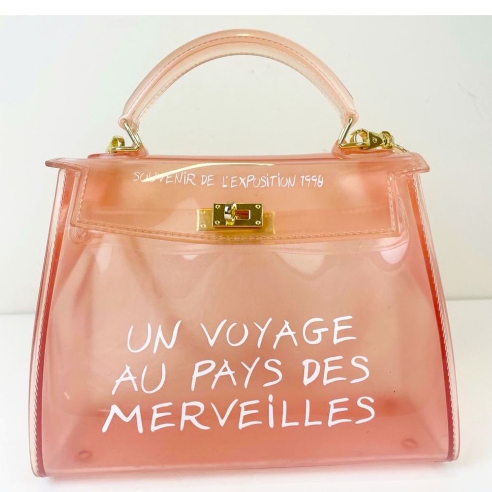 Like New Pink Petal jelly handbag with turn lock (Designer inspired)!